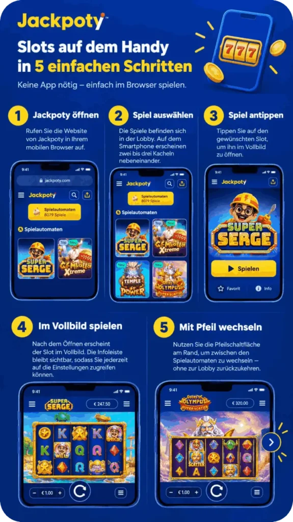 Jackpoty Casino Slots auf dem Handy in 5 einfachen Schritten
